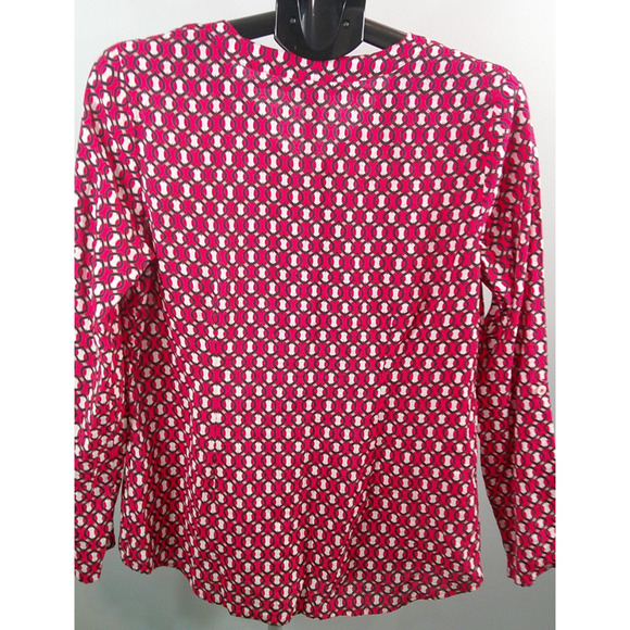 Van Heusen V-Neck Long Sleeve Blouse Coral, Black Women's Medium - Picture 3 of 6